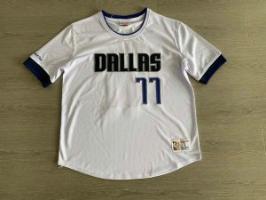 NBA 77 Doncic Dallas Mavericks M&N Maillot manche courte blanc